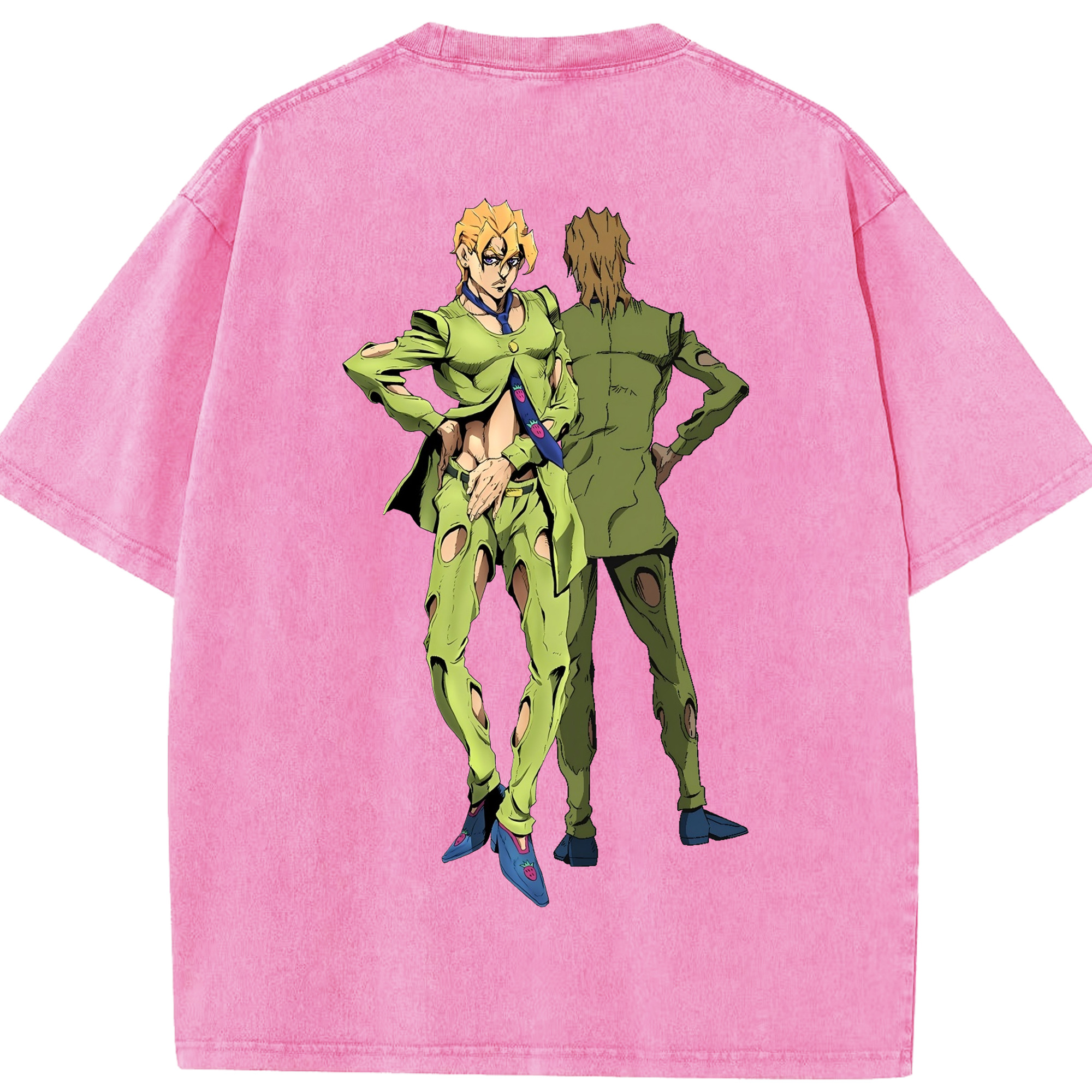 （画像用） ジョジョの奇妙な冒険 パンナコッタ?フー JoJo's Bizarre Adventure Pannacotta Fugo 綿100% ヴィンテージ風 半袖Tシャツ（背面プリント）